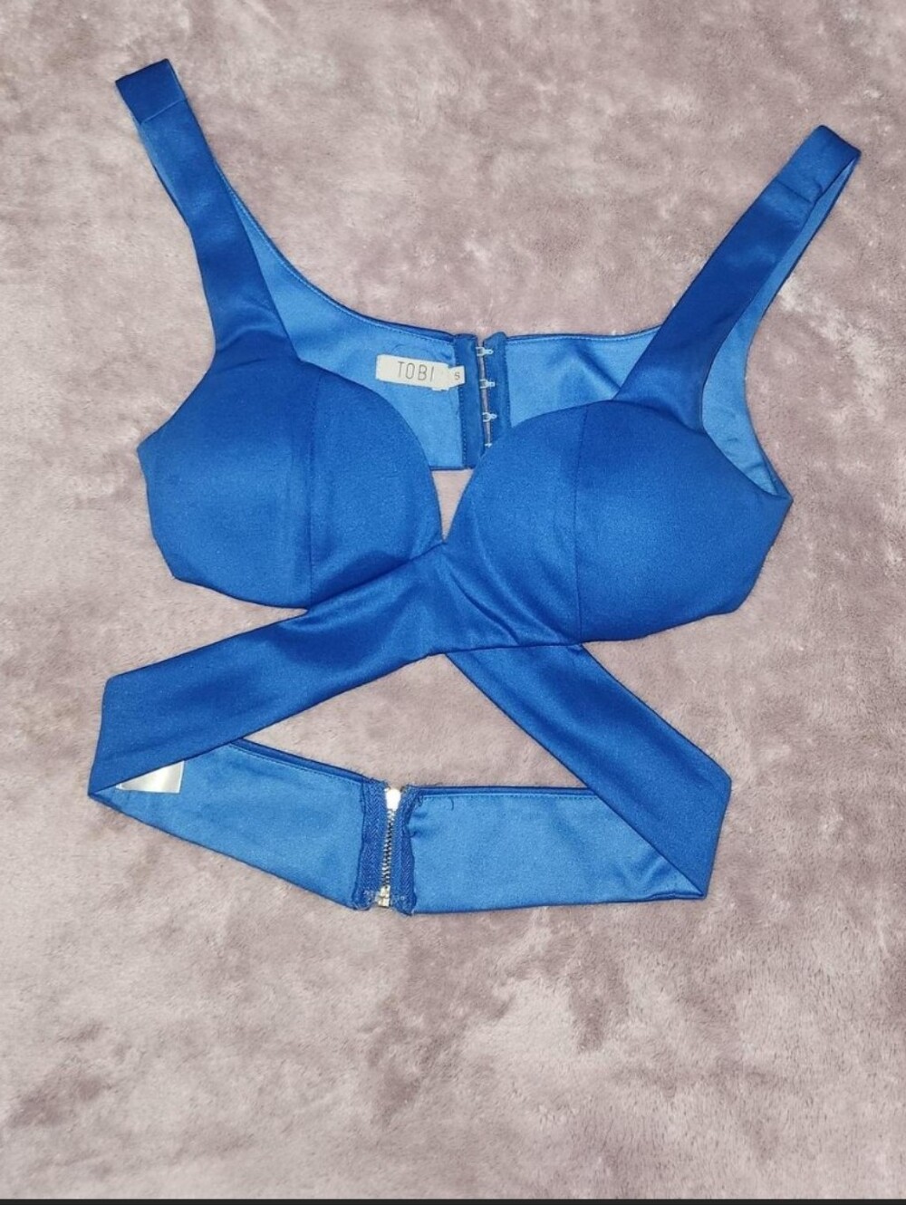 Tobi Royal Blue Crisscross Crop Top